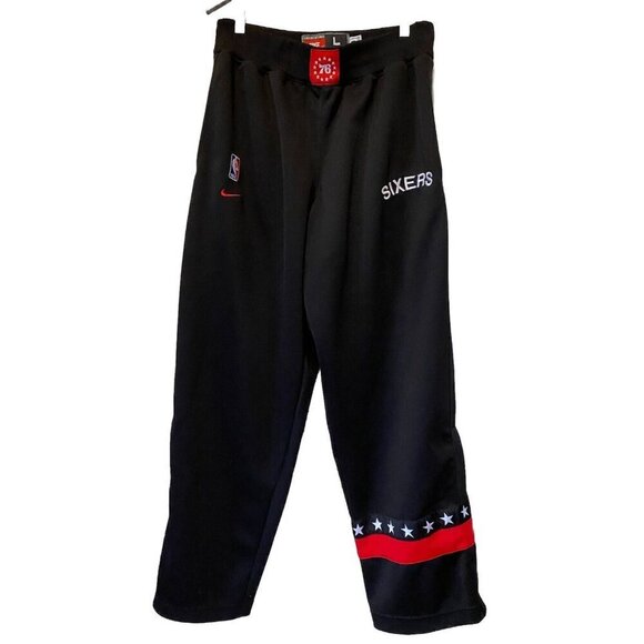 Nike NBA 76ers Sixers Joggers Sweatpants Black Athleisure Basketball Tear Away - Picture 1 of 16